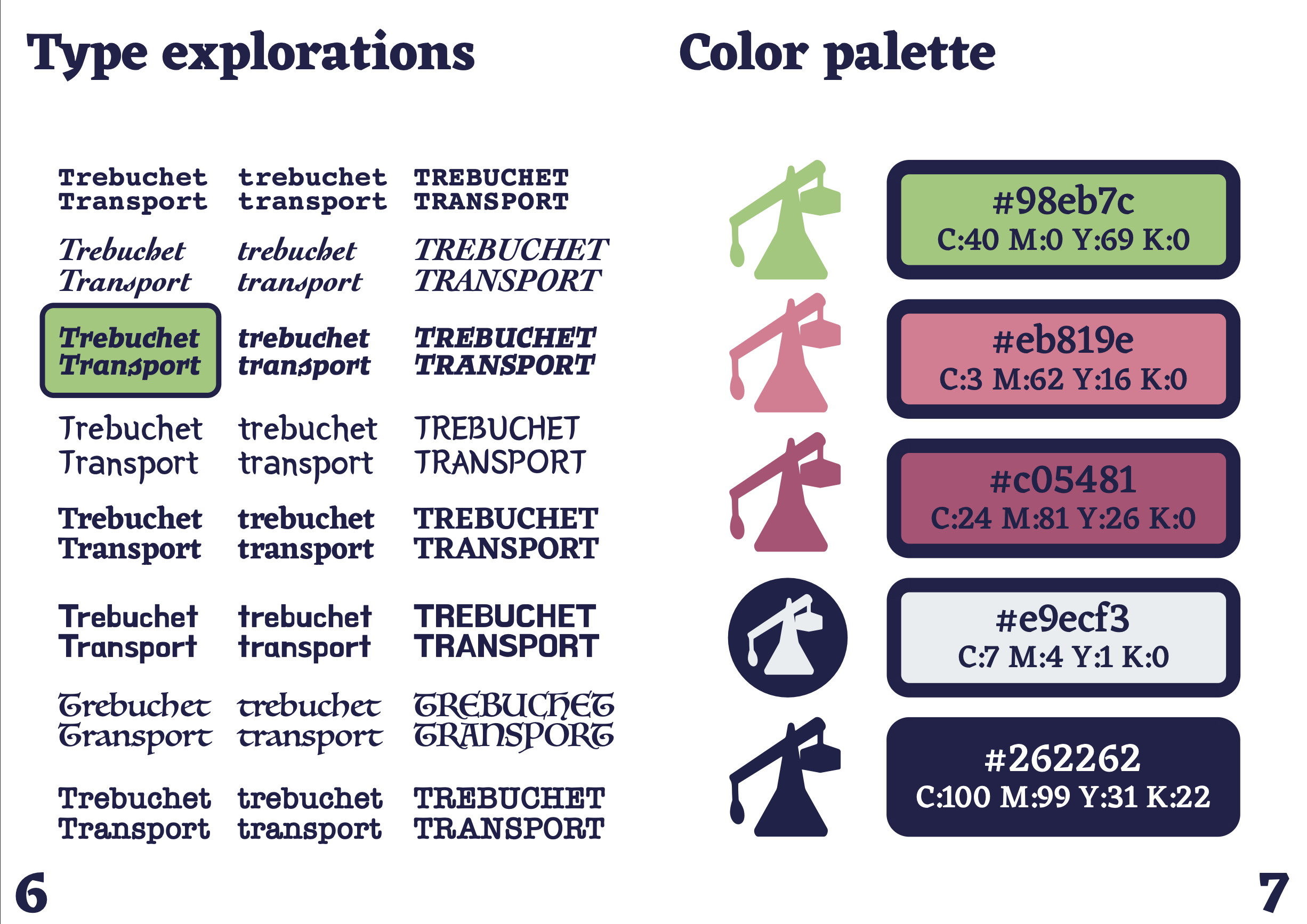 Font brainstorming, and color palette