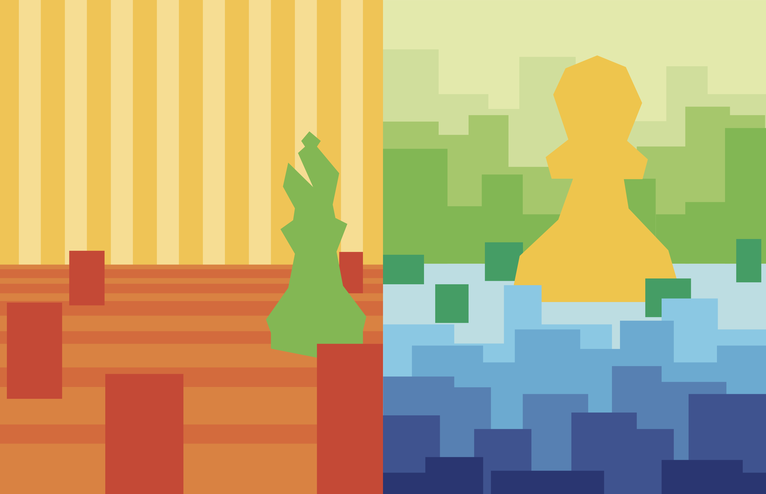 two pages designed to convey scale in a scene