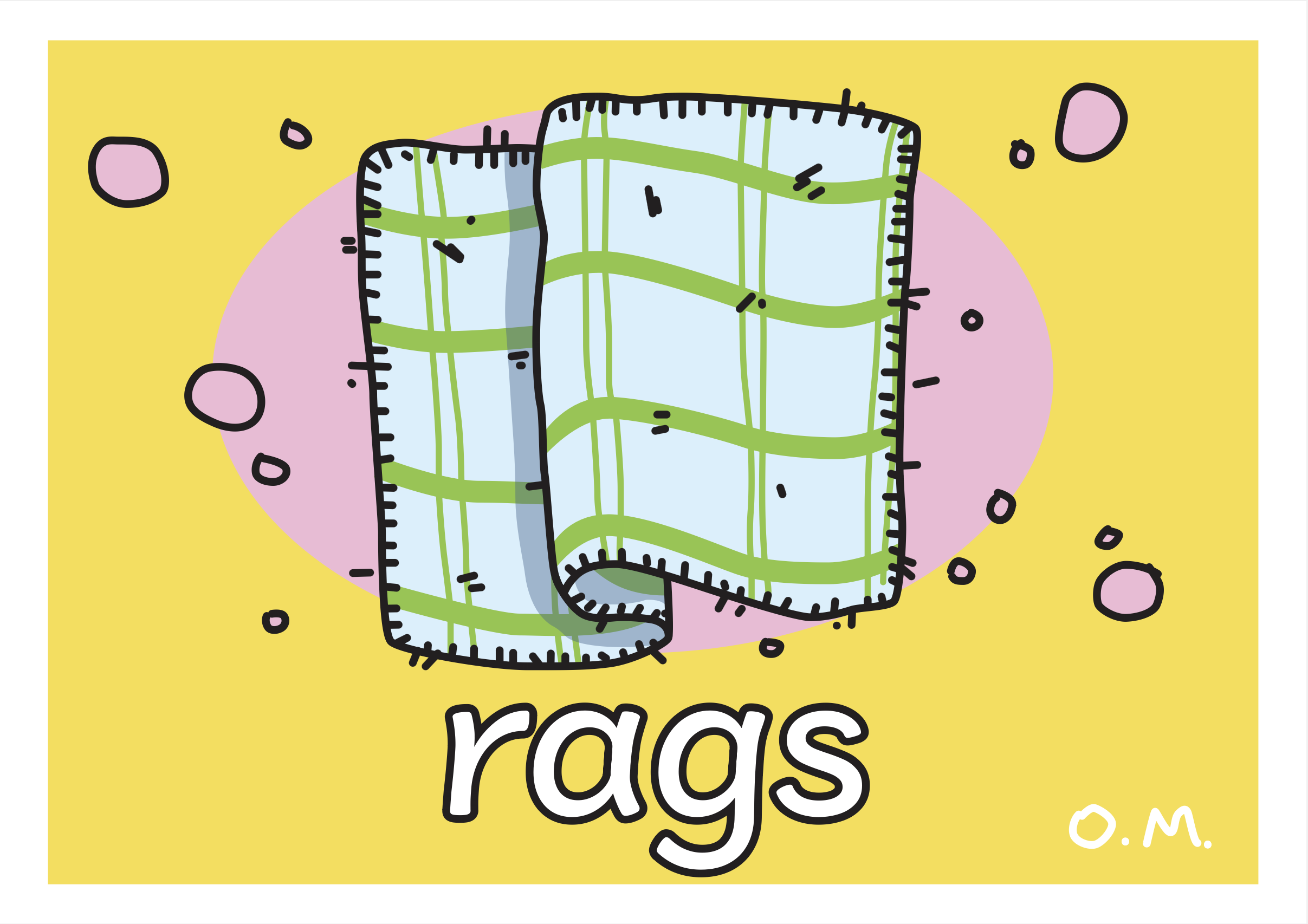 a sign with an icon of a rag